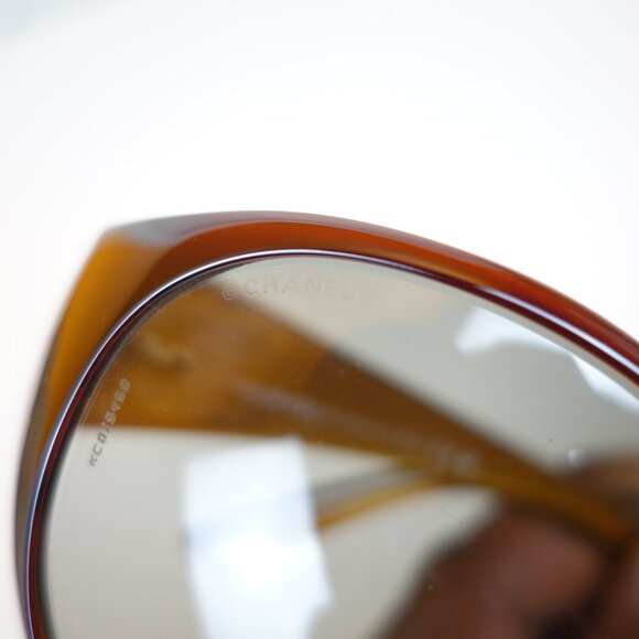 Chanel Oversized Round Rim 6013 B Sunglasses w/ Double Row Crystal CC Logo Arms - Picture 9 of 16